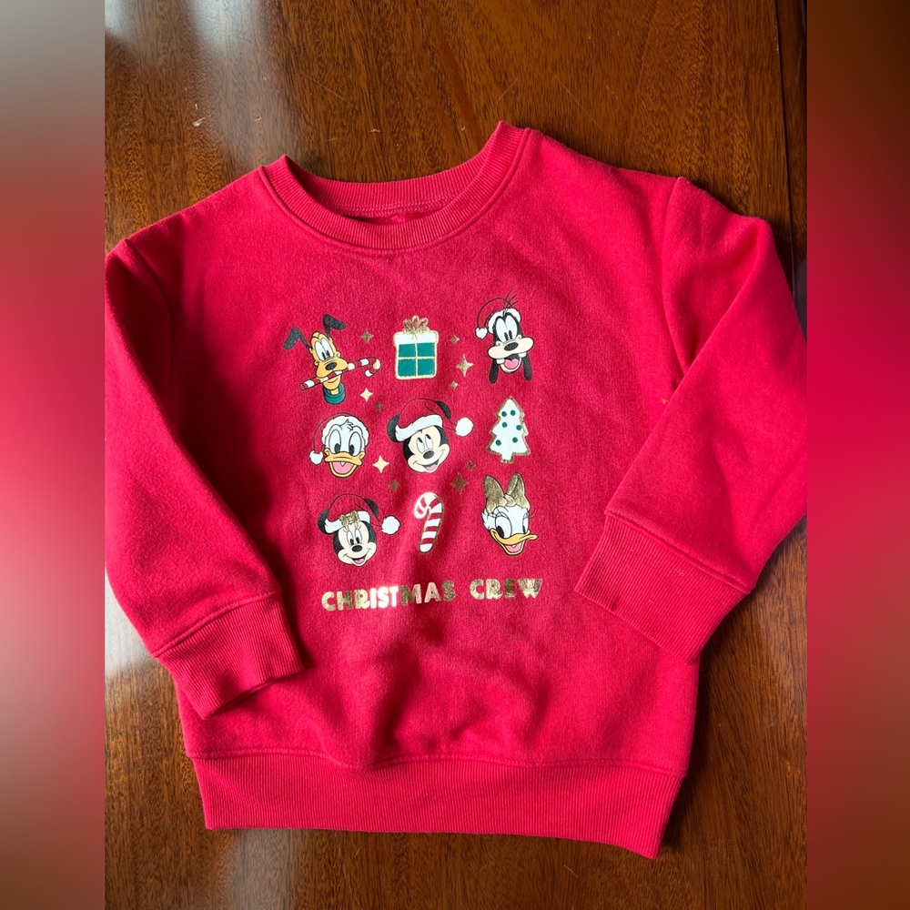 Disney Red Christmas Crew Kids Sweatshirt